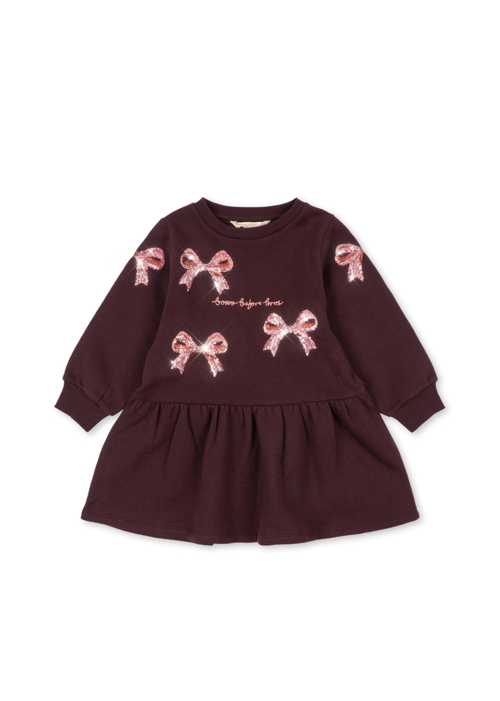 Konges Slojd Lou Bow Sweat Dress GOTS - Decadent Chocolate