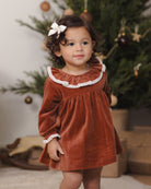 Quincy Mae Velour Baby Dress Redwood