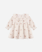 Quincy Mae Velour Baby Dress Red Bows