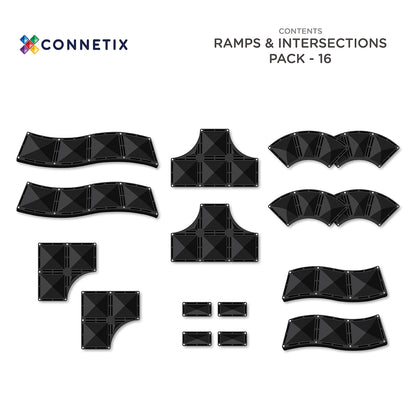 Connetix - 16 Piece Creative Roads - Ramps and Intersections Pack Magnetic Tiles