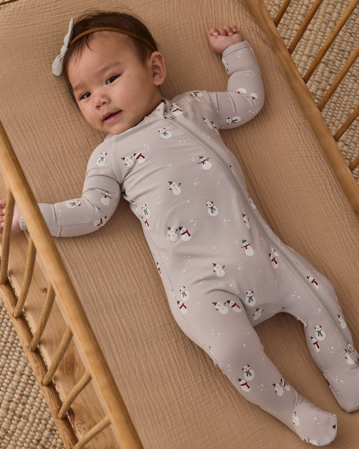 Quincy Mae Bamboo Zip Footie Snowman