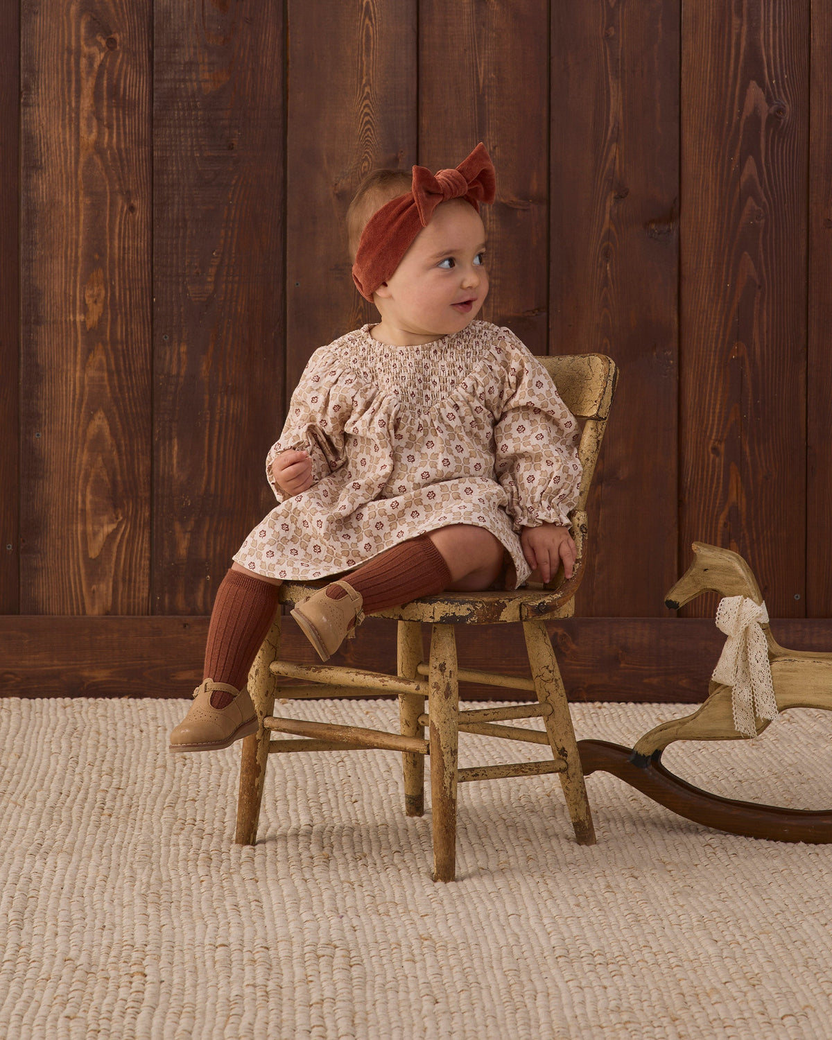 Quincy Mae Velour Bow Headband Redwood