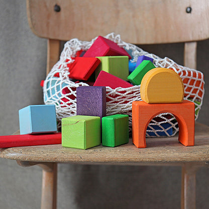 Grimm's - Geometrical Blocks in Net Bag - Multi-colour