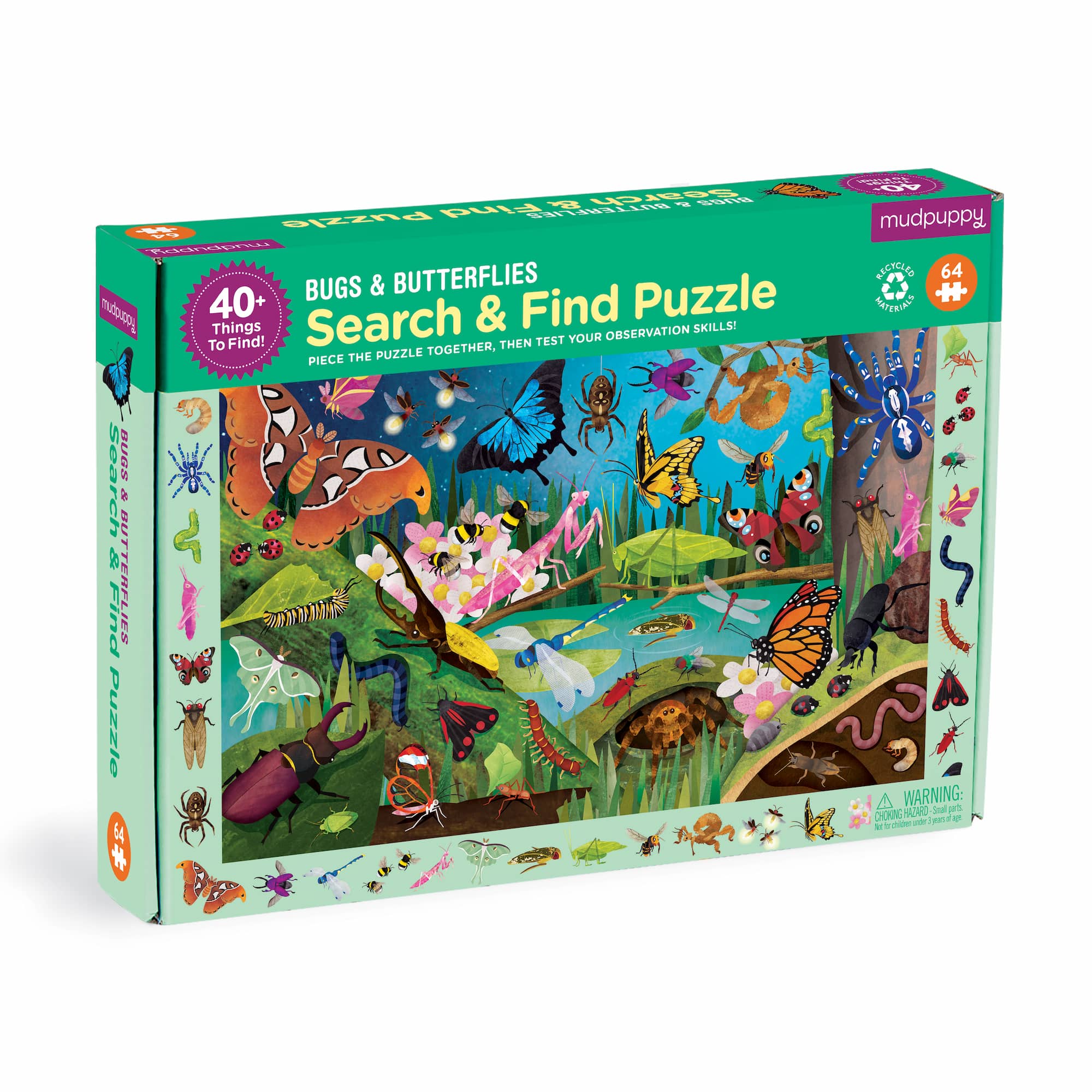 Mudpuppy - Bugs & Butterflies 64 Piece Search & Find Puzzle - Mudpuppy - littleyoyo.ca