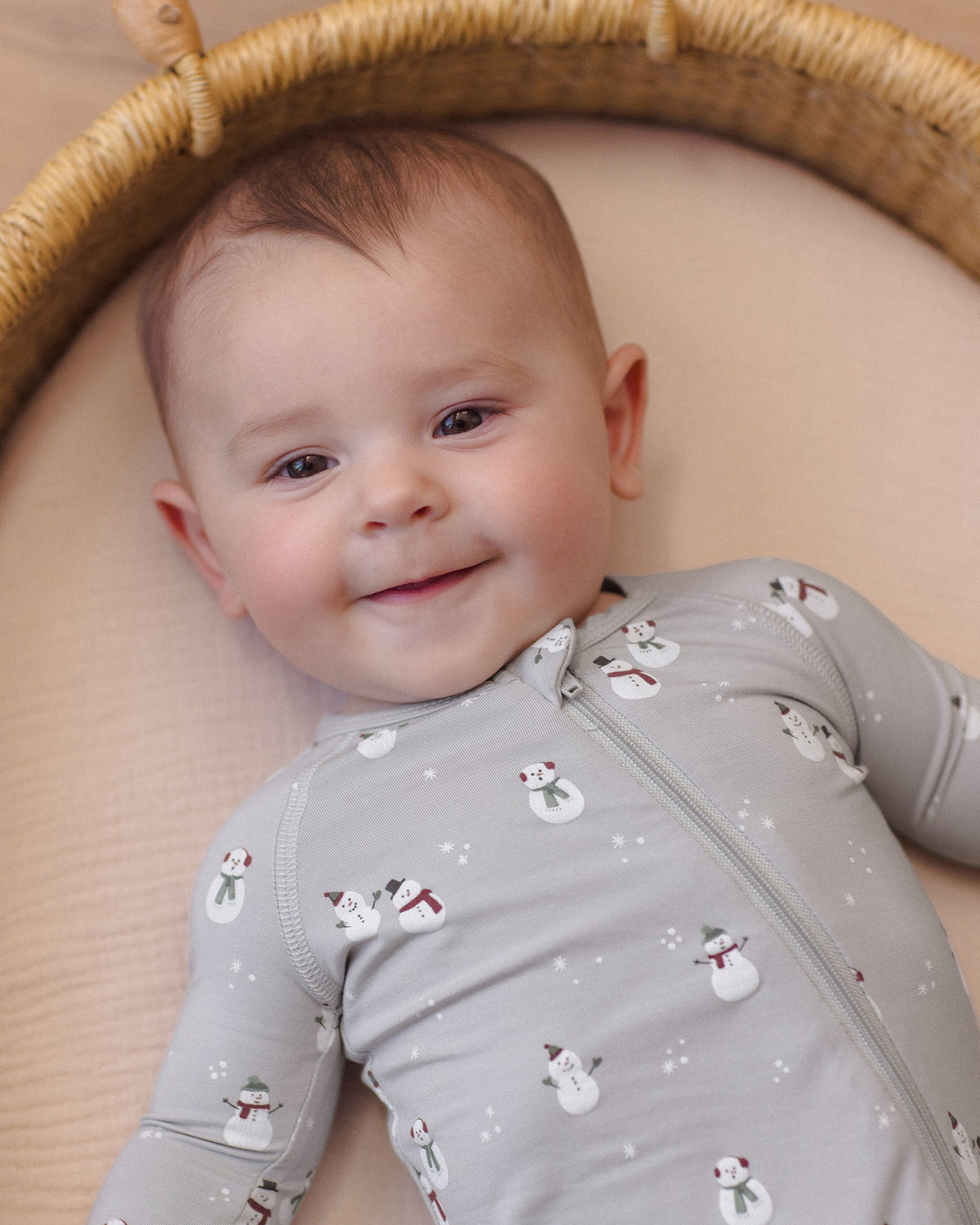 Quincy Mae Bamboo Zip Footie Snowman