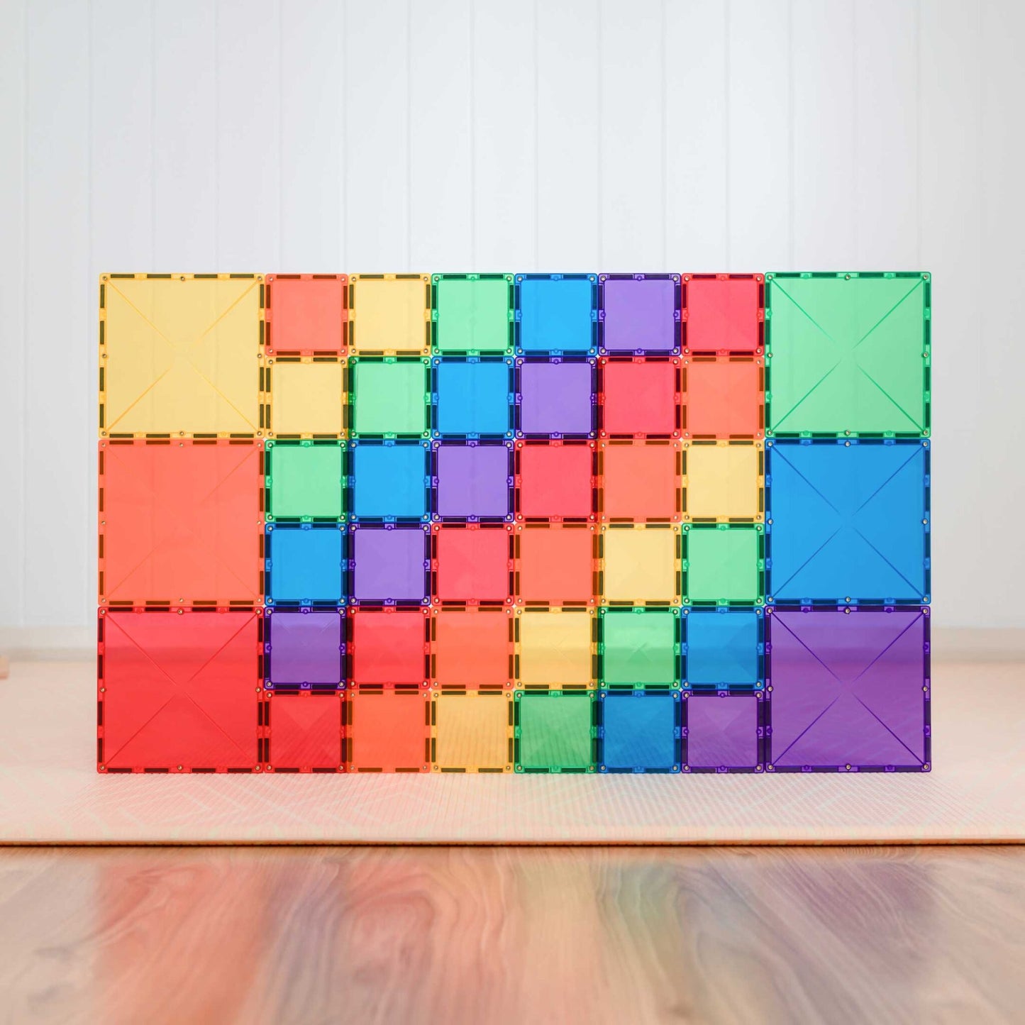 Connetix - 42 Piece Rainbow Square Pack Magnetic Tiles