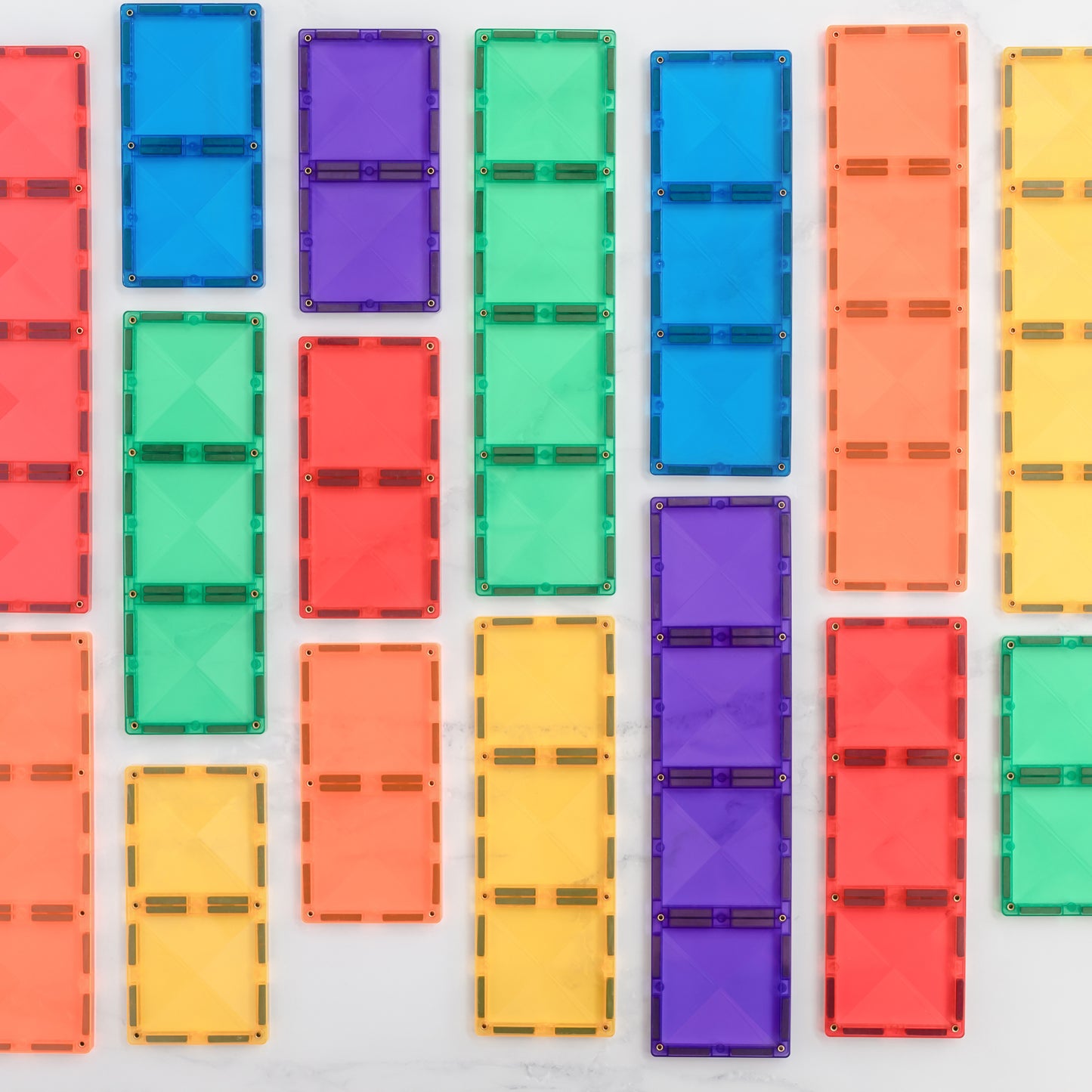 Connetix - 18 Piece Rainbow Rectangle Pack Magnetic Tiles