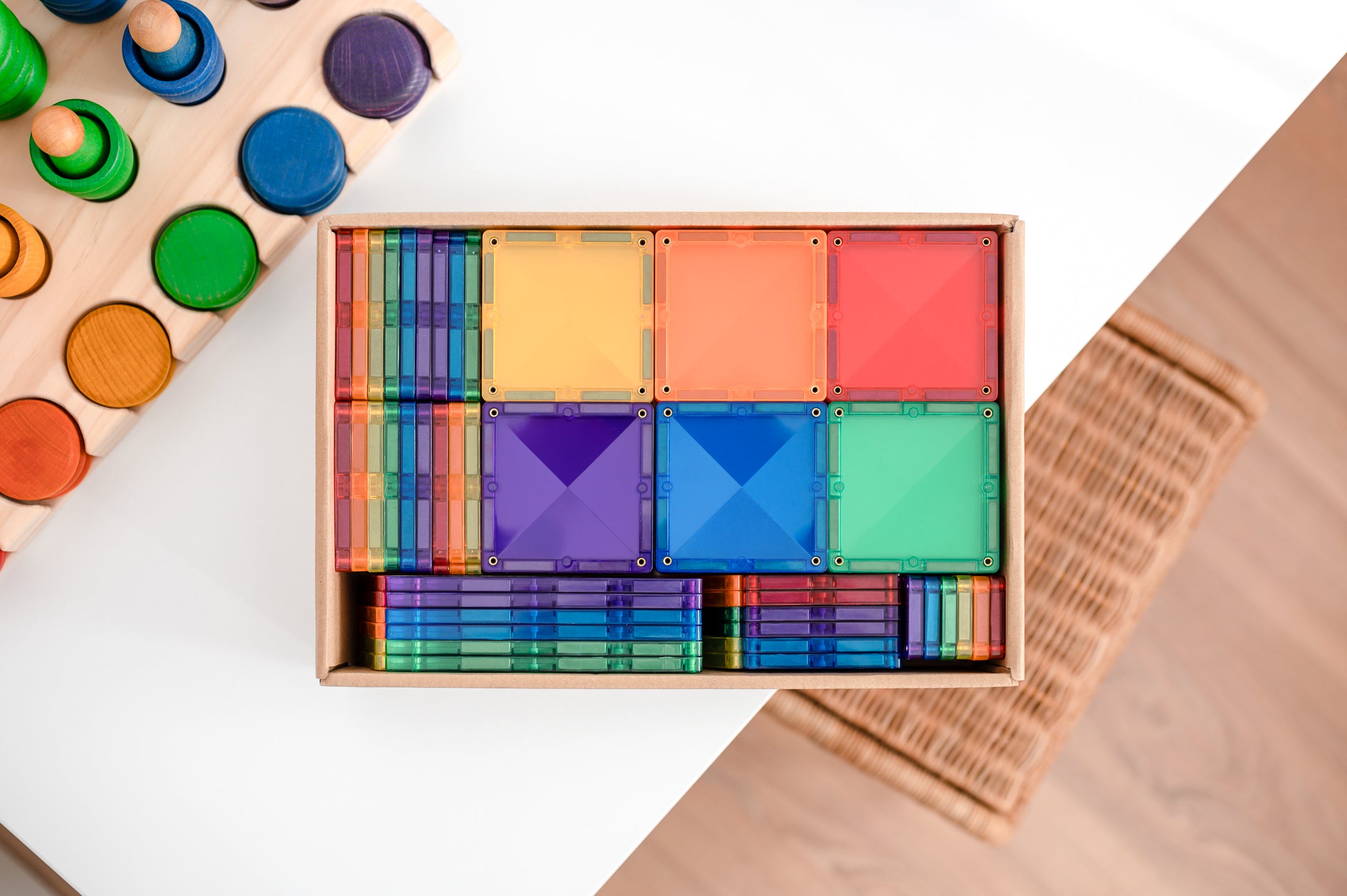 Connetix - 102 Piece Rainbow Creative Pack Magnetic Tiles