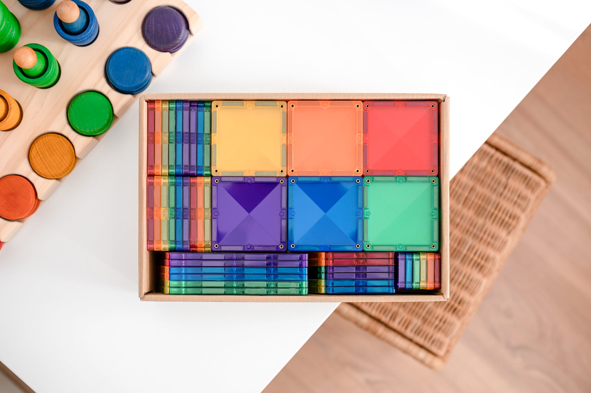 Connetix - 102 Piece Rainbow Creative Pack Magnetic Tiles