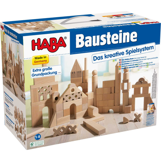 HABA - Basic Building Blocks 102 Piece Extra Large Wooden Starter Set