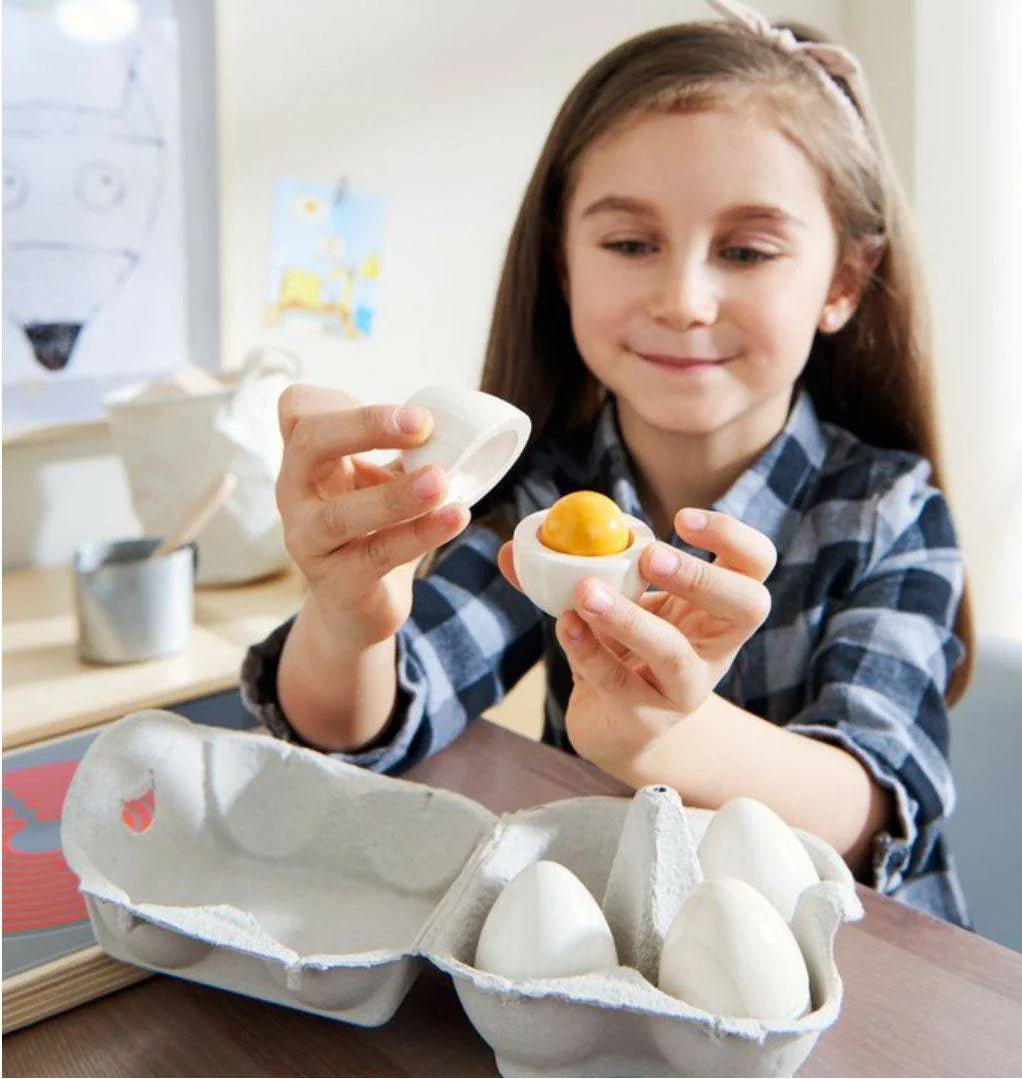 HABA - Wooden Eggs with Removable Yolk Play Food - HABA - littleyoyo.ca