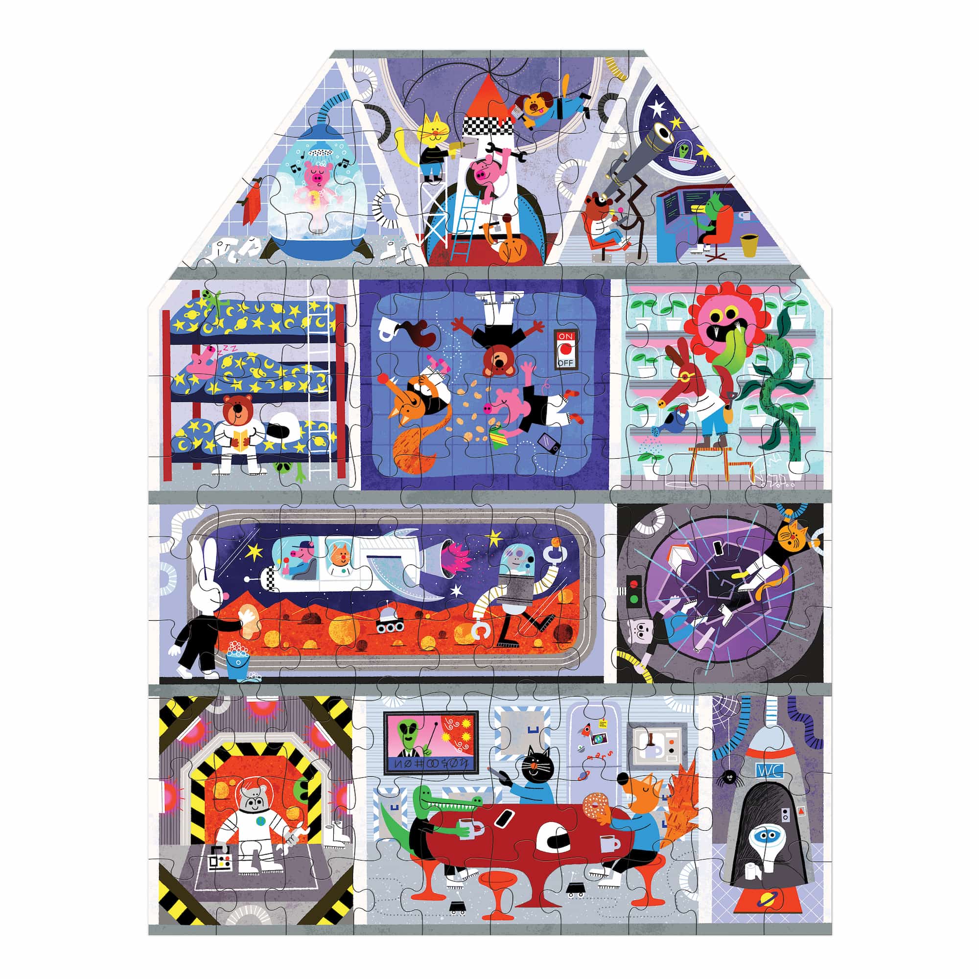 Mudpuppy - House on Mars 100 Piece House-Shaped Puzzle - Mudpuppy - littleyoyo.ca