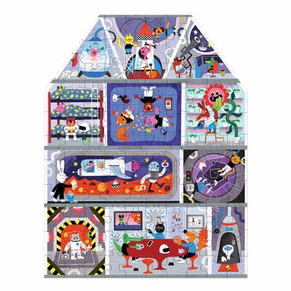 Mudpuppy - House on Mars 100 Piece House-Shaped Puzzle