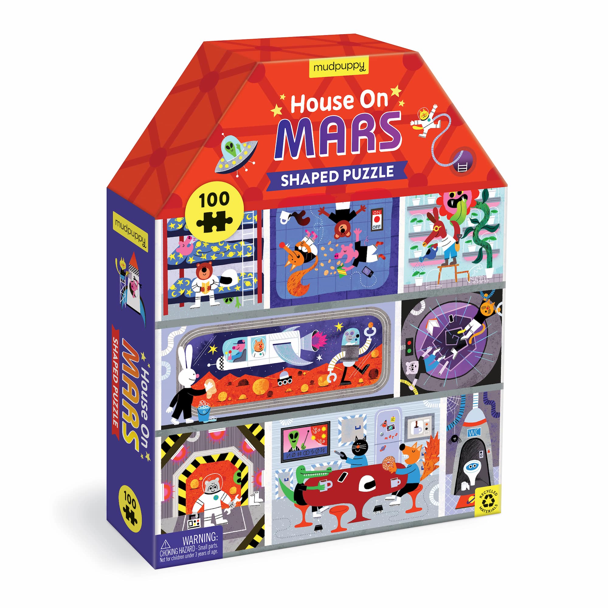 Mudpuppy - House on Mars 100 Piece House-Shaped Puzzle - Mudpuppy - littleyoyo.ca