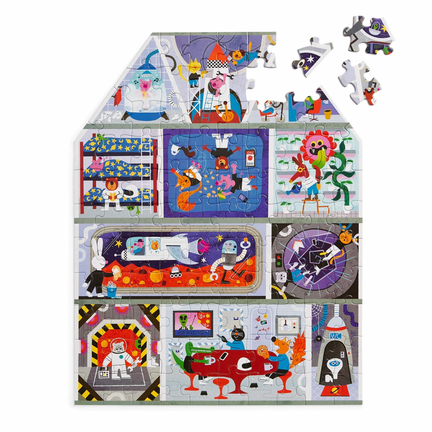 Mudpuppy - House on Mars 100 Piece House-Shaped Puzzle