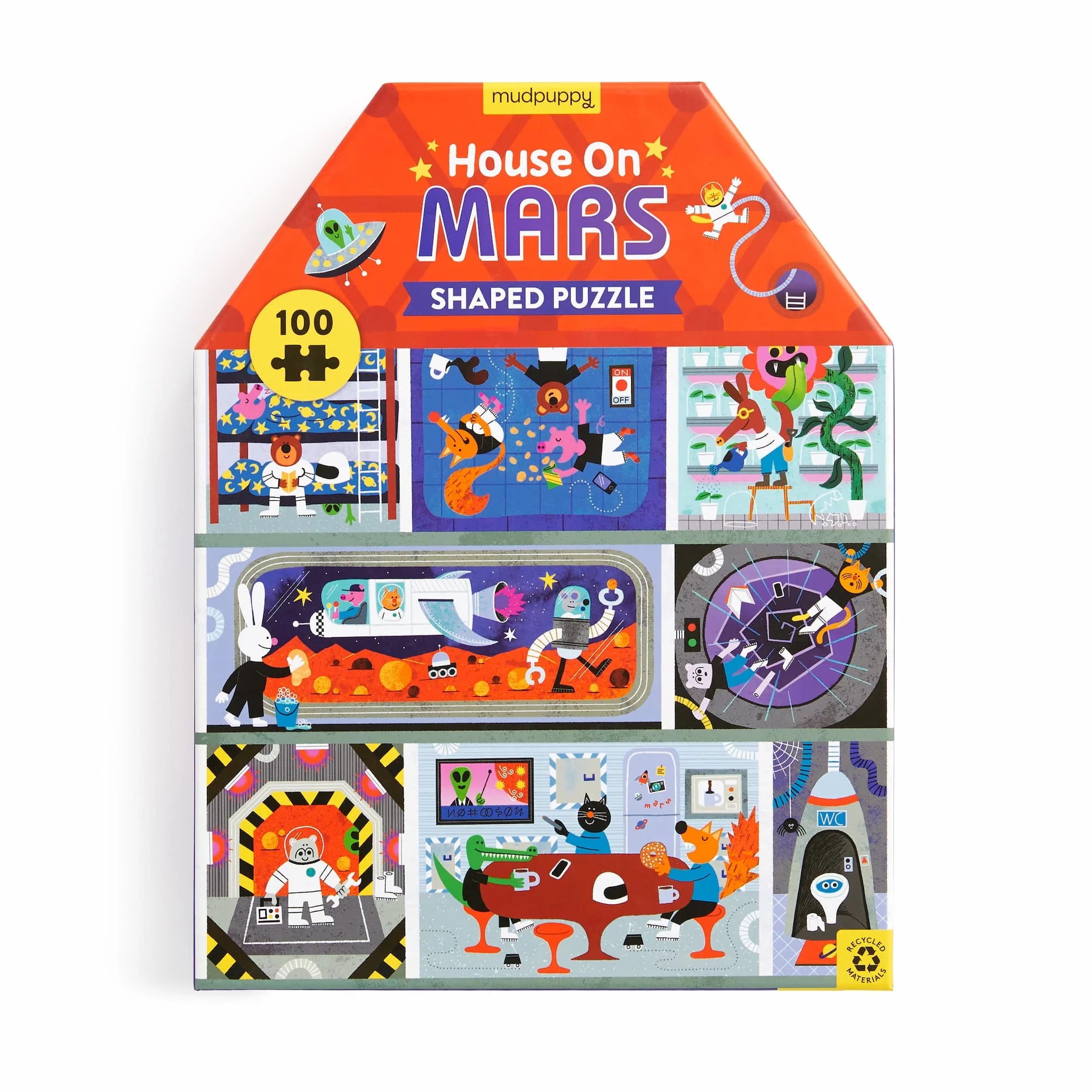 Mudpuppy - House on Mars 100 Piece House-Shaped Puzzle - Mudpuppy - littleyoyo.ca