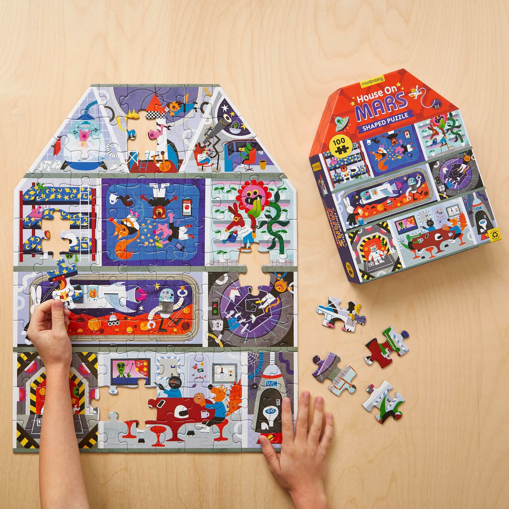 Mudpuppy - House on Mars 100 Piece House-Shaped Puzzle - Mudpuppy - littleyoyo.ca