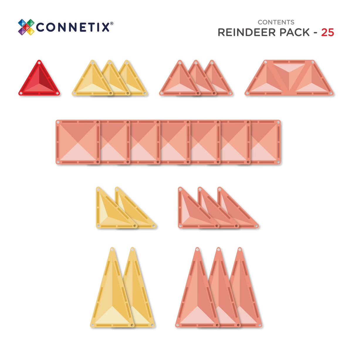 Connetix Christmas Reindeer Pack 25 piece contents