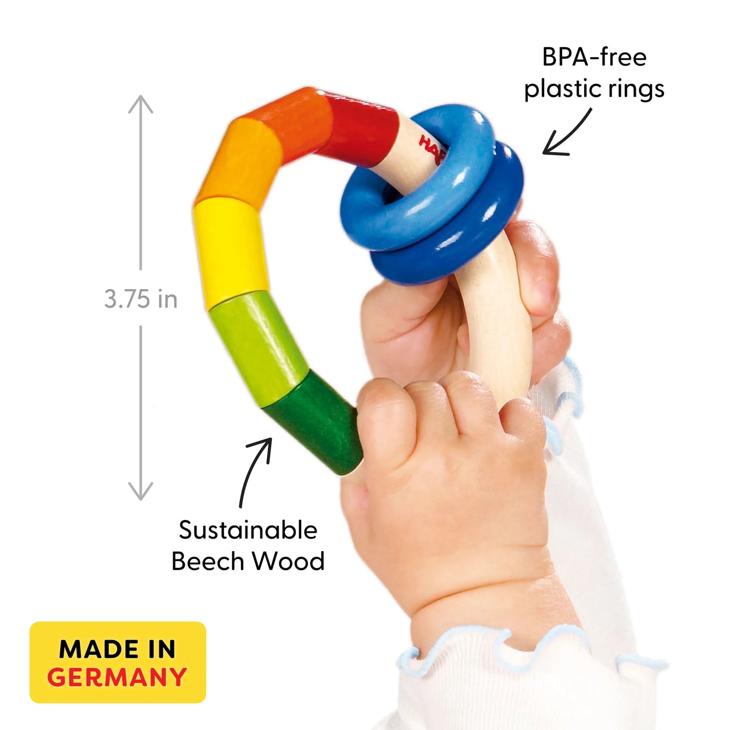 HABA - Clutching Toy Kringelring Wooden Baby Rattle