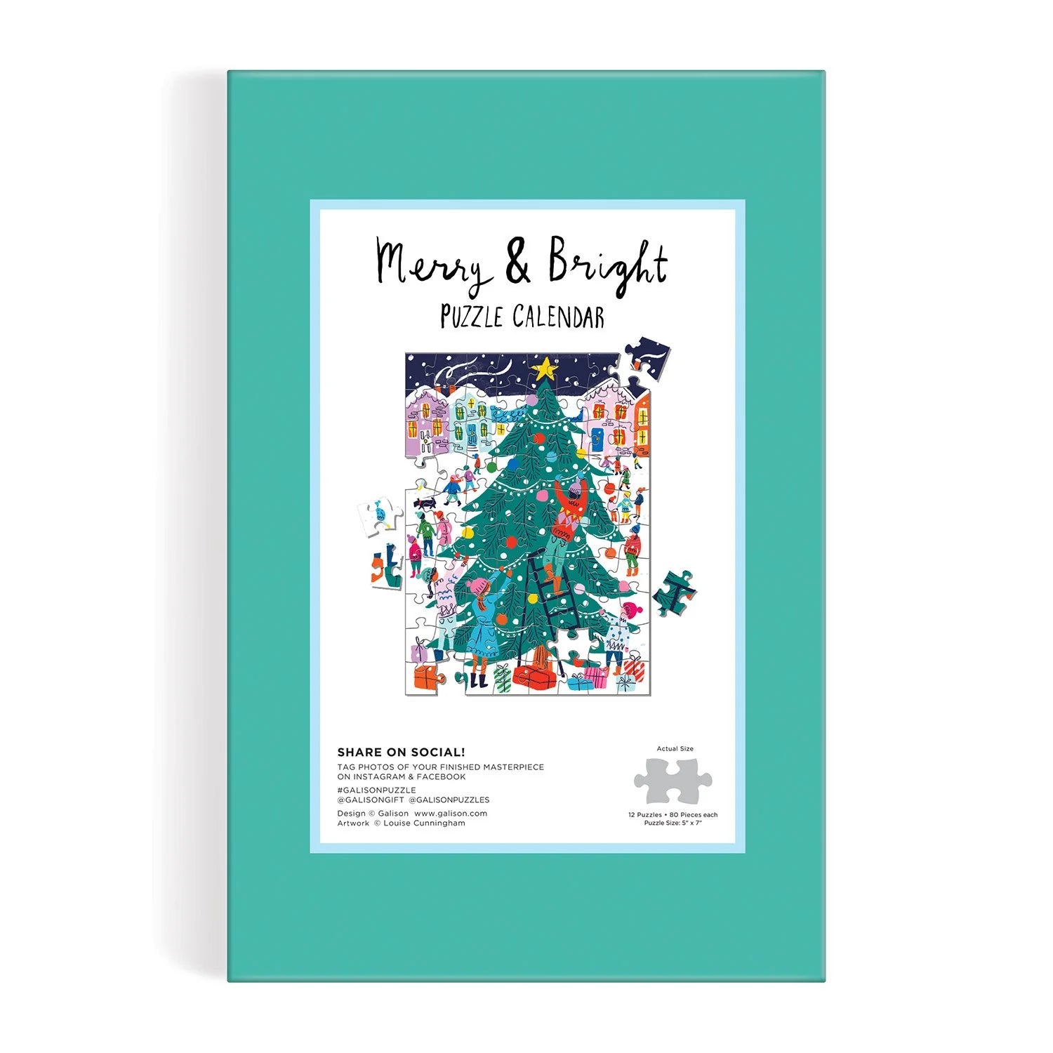 Louise Cunningham Merry and Bright 12 Days of Christmas Advent Puzzle Calendar