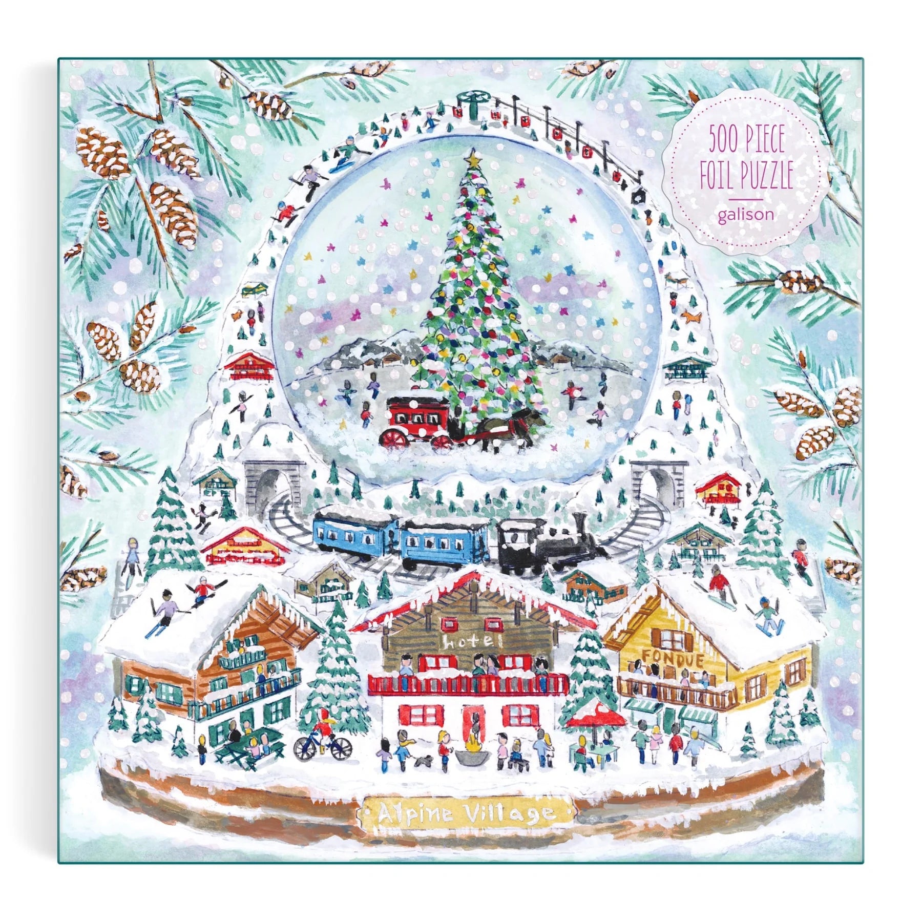 Village Snowglobe - 500 Piece Foil Jigsaw Puzzle - Galison - littleyoyo.ca