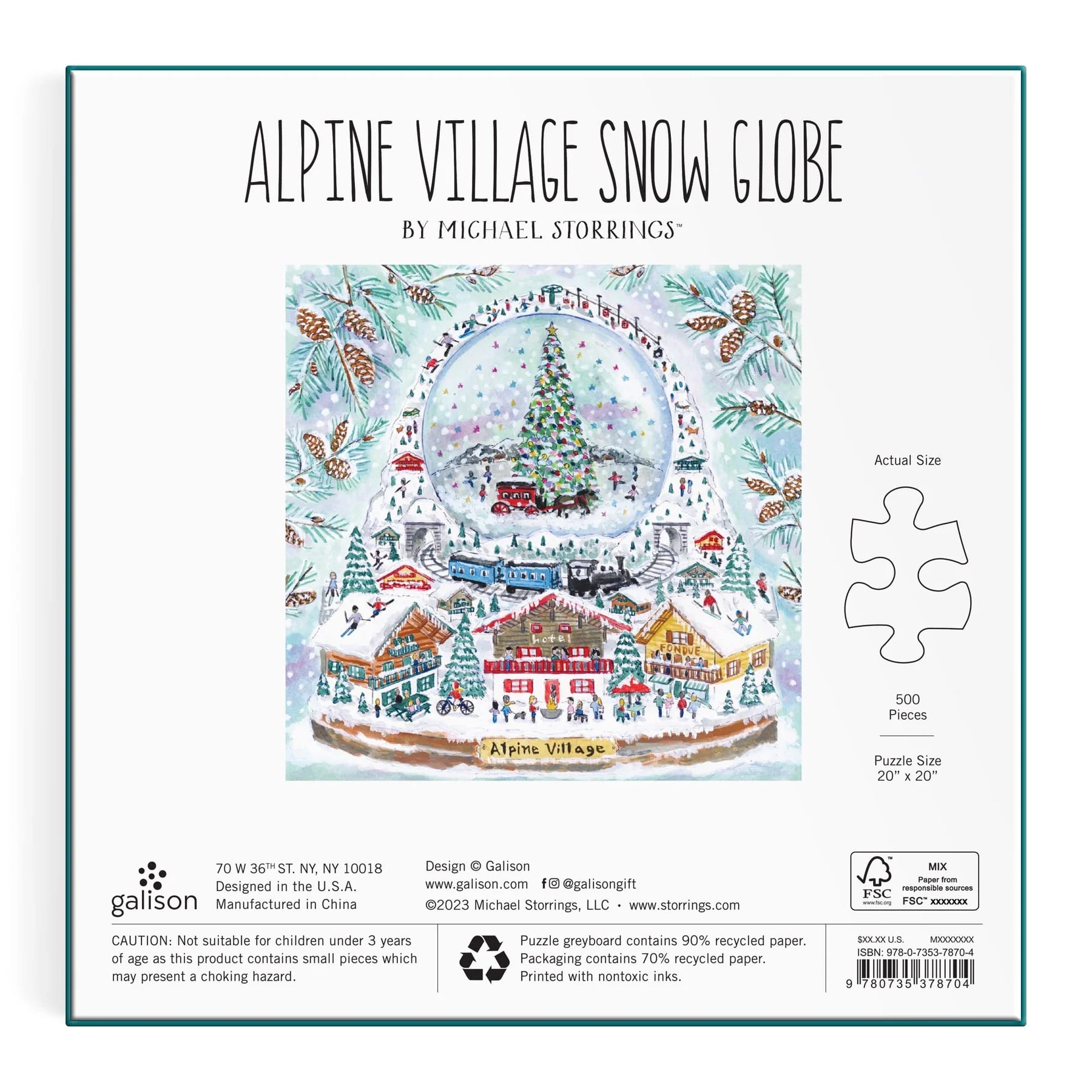 Village Snowglobe - 500 Piece Foil Jigsaw Puzzle - Galison - littleyoyo.ca