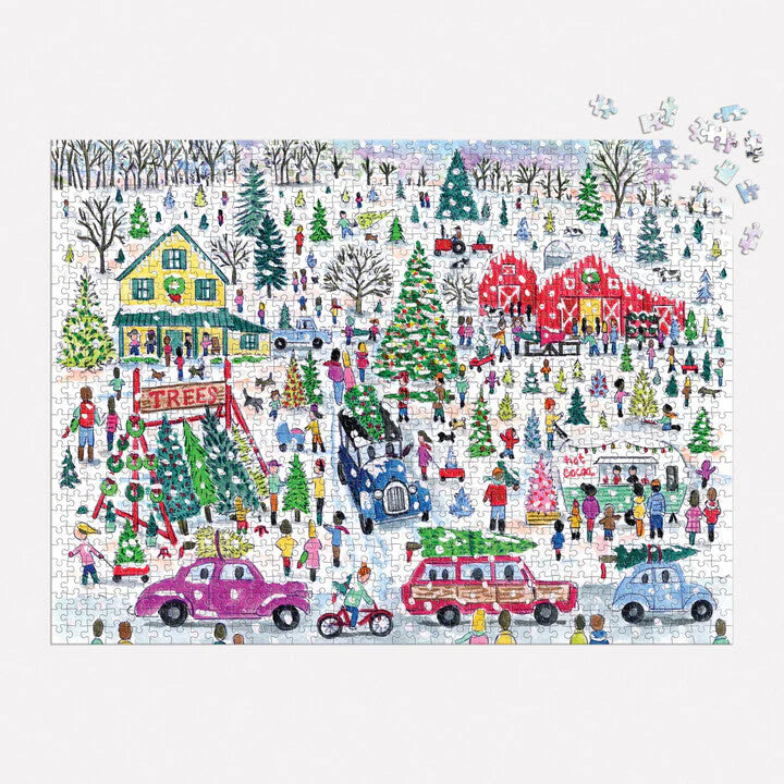 Michael Storrings Christmas Tree Farm - 1000 Piece Foil Jigsaw Puzzle - Galison - littleyoyo.ca