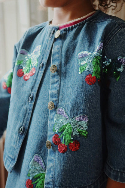 Konges Slojd - Magot Sequin Denim Jacket GOTS - Amarena Sequin