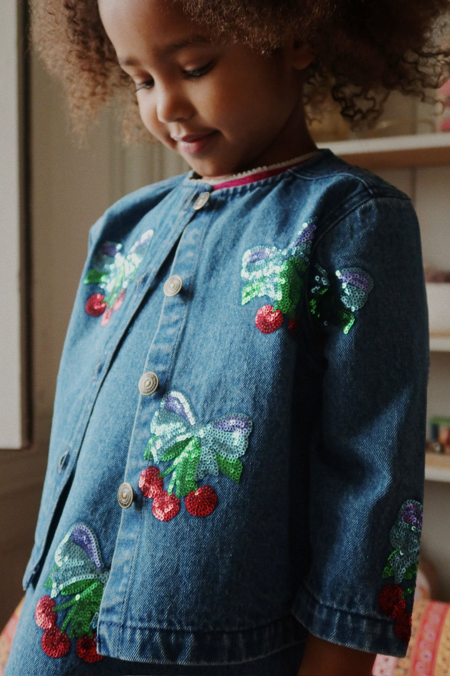 Konges Slojd - Magot Sequin Denim Jacket GOTS - Amarena Sequin