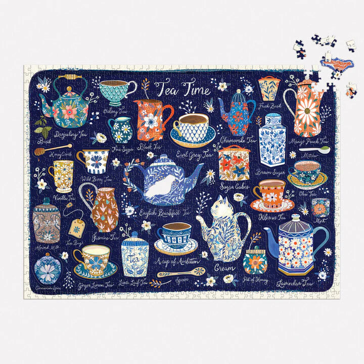 Tea Time - 1000pc Jigsaw Puzzle with Shaped Pieces - Galison - littleyoyo.ca