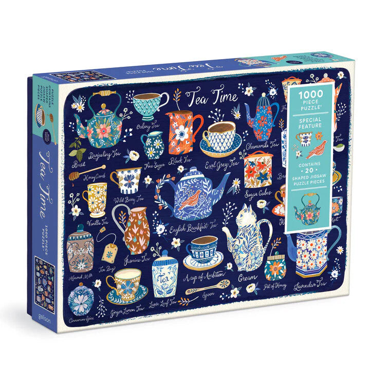 Tea Time - 1000pc Jigsaw Puzzle with Shaped Pieces - Galison - littleyoyo.ca
