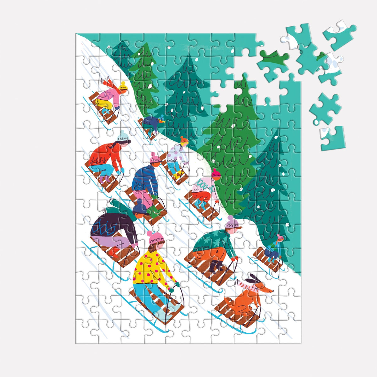 Winter Sledding - 130 Piece Puzzle Ornament