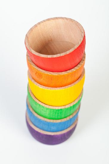 Grapat - Wood Coloured Bowls 6 pieces - Grapat - littleyoyo.ca