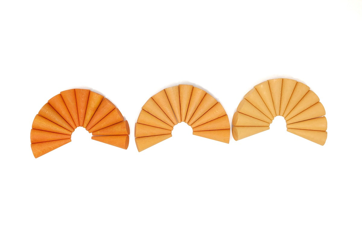 Grapat - Wood Mandala Cones - Orange