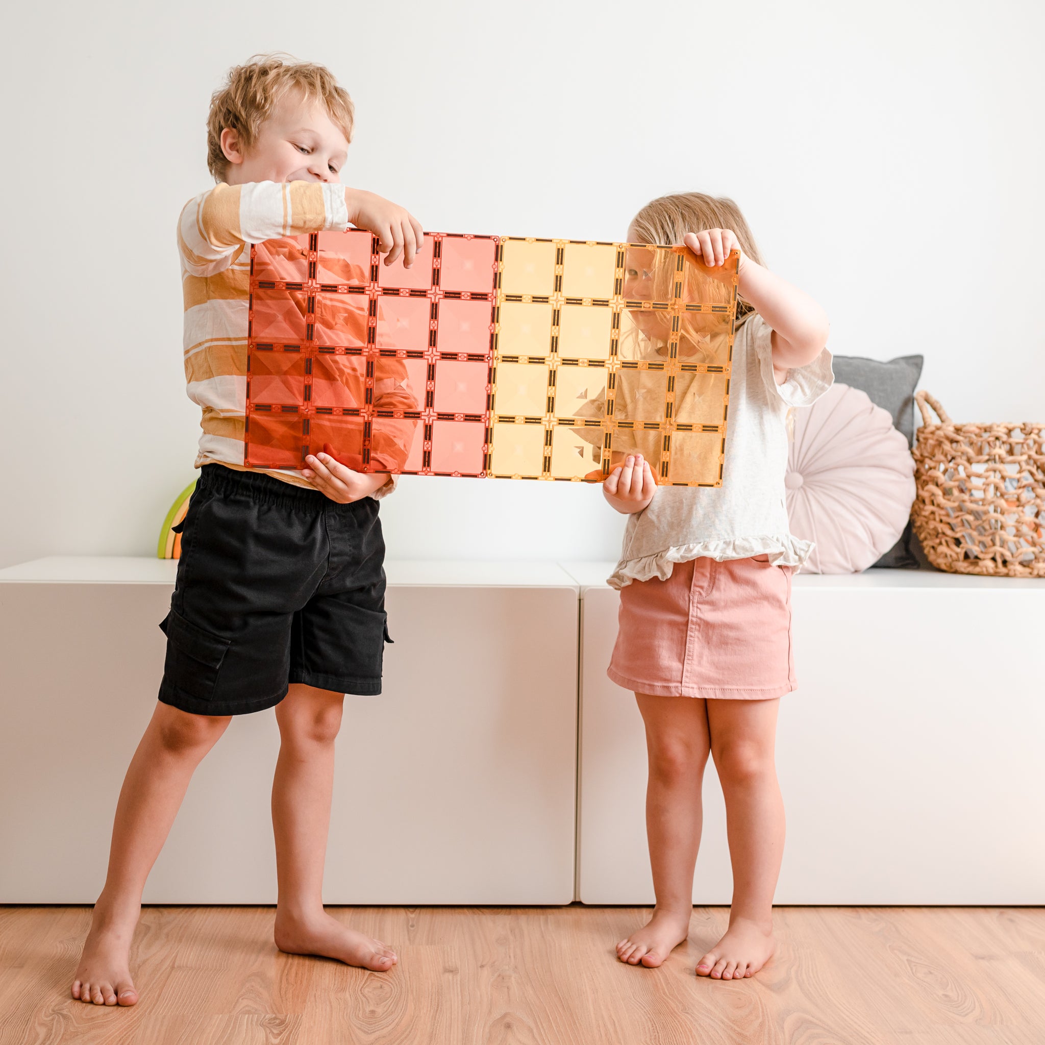 Connetix - Pastel Lemon & Peach Base Plate - 2 Piece Magnetic Tiles - Connetix - littleyoyo.ca