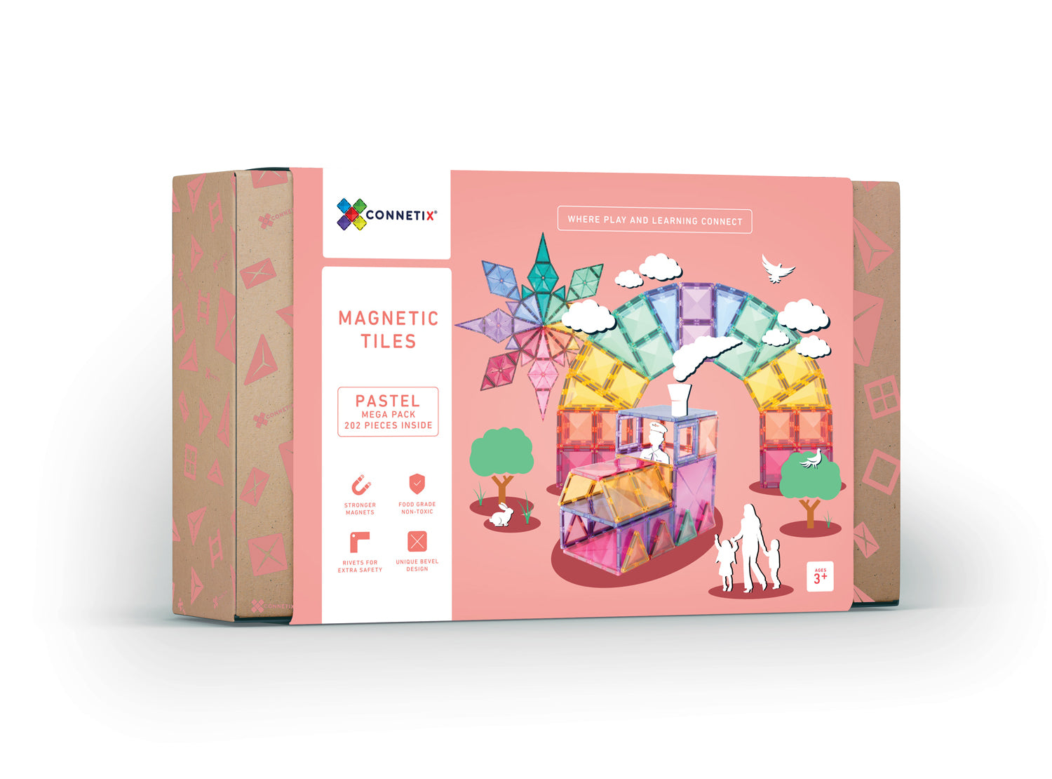 Connetix -  202 Piece Pastel Mega Pack Magnetic Tiles
