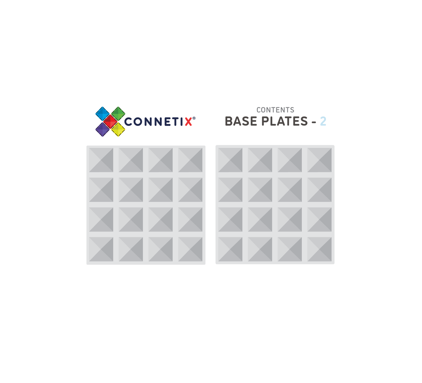 Connetix - 2 Piece Clear Base Plate Pack Magnetic Tiles