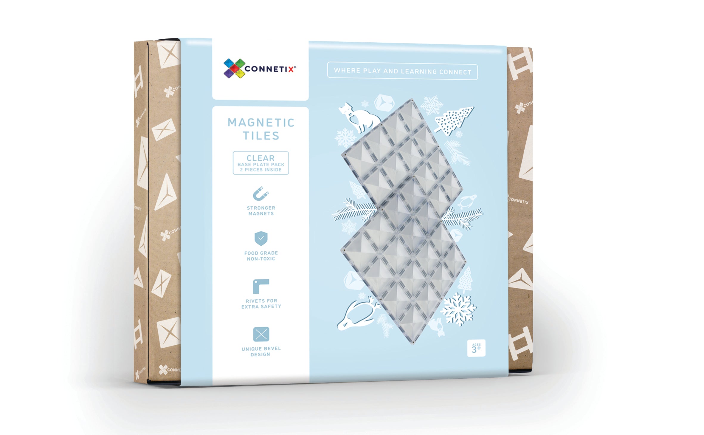 Connetix - Clear Base Plate - 2 Piece Magnetic Tiles - Connetix - littleyoyo.ca