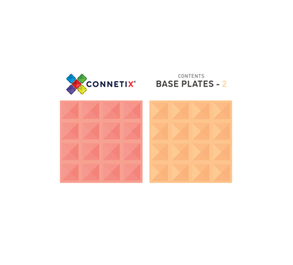Connetix - 2 Piece Base Plate Lemon & Peach Pack Magnetic Tiles