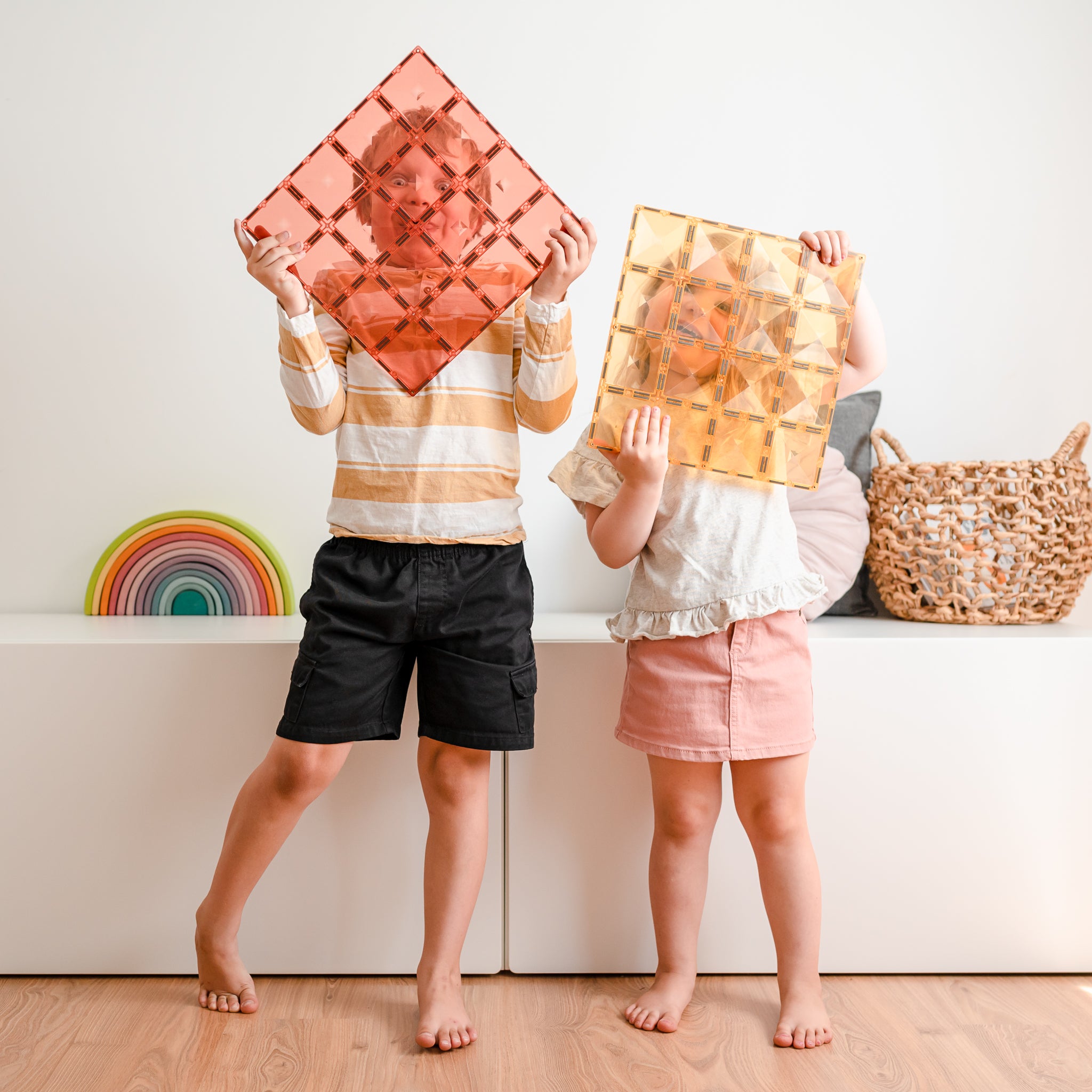 Connetix - Pastel Lemon & Peach Base Plate - 2 Piece Magnetic Tiles - Connetix - littleyoyo.ca