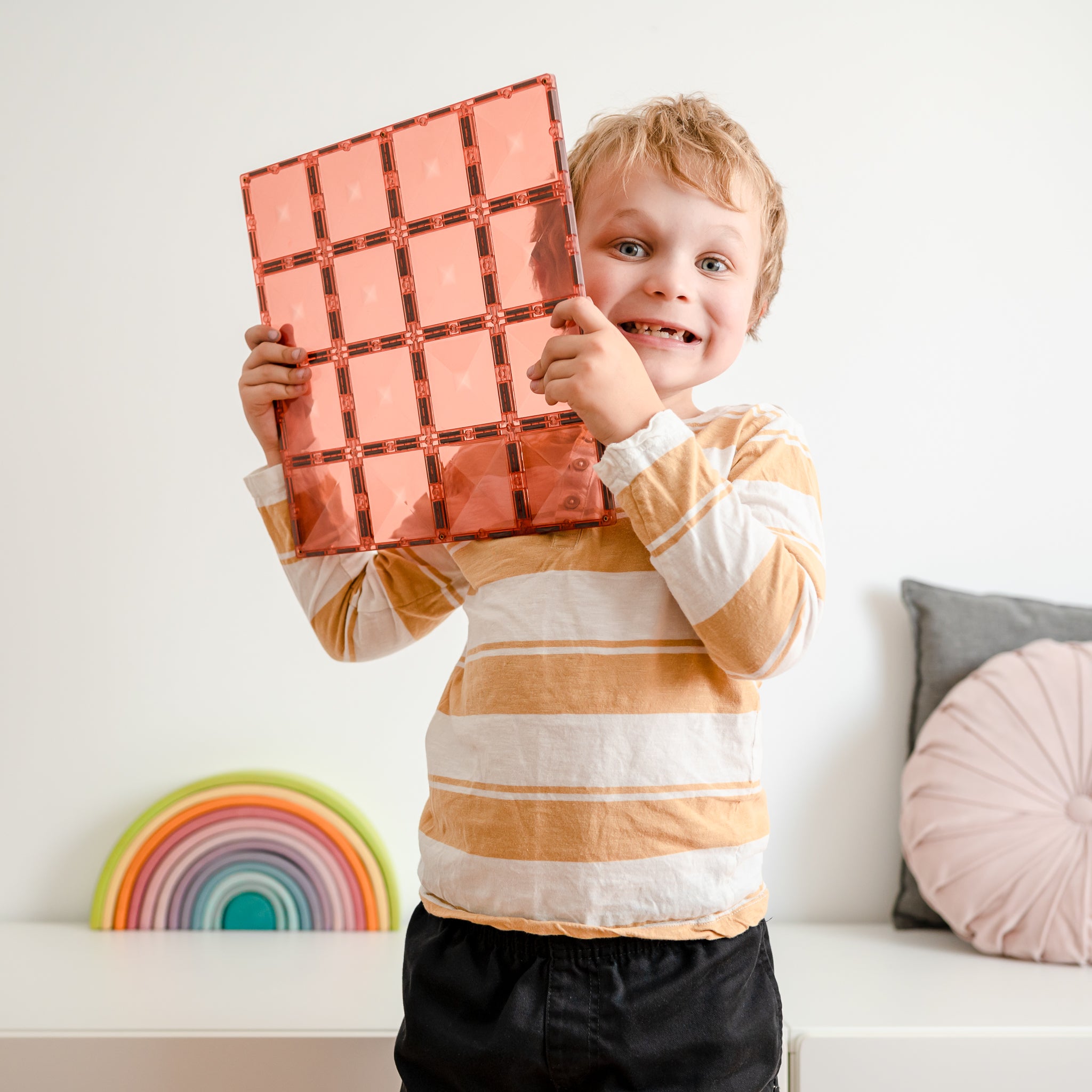 Connetix - Pastel Lemon & Peach Base Plate - 2 Piece Magnetic Tiles - Connetix - littleyoyo.ca