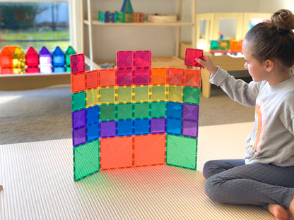 Connetix - 40 Piece Rainbow Square Pack Magnetic Tiles