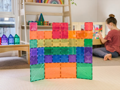 Connetix - 40 Piece Rainbow Square Pack Magnetic Tiles