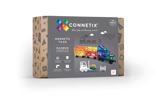 Connetix - 50 Piece Rainbow Transport Pack Magnetic Tiles