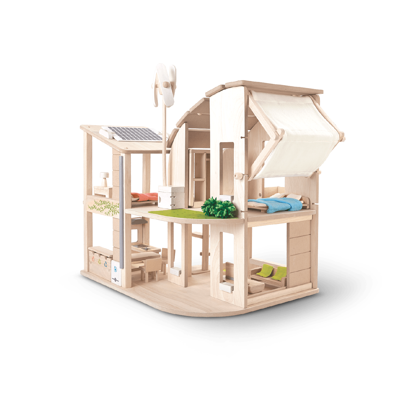 PlanToys - Green Dollhouse with Furniture - PlanToys - littleyoyo.ca