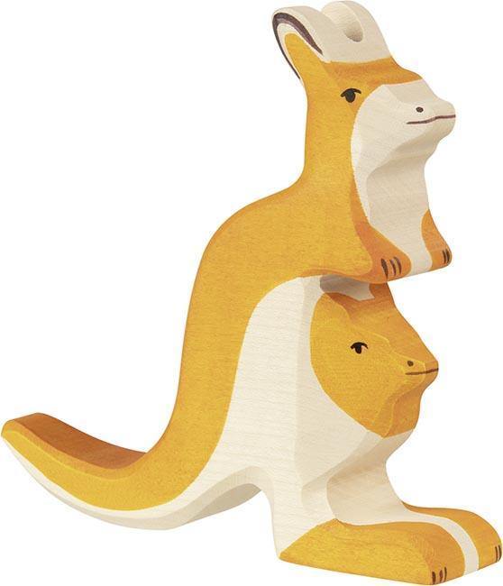 Holztiger - Kangaroo with baby Wooden Figure - Holztiger - littleyoyo.ca