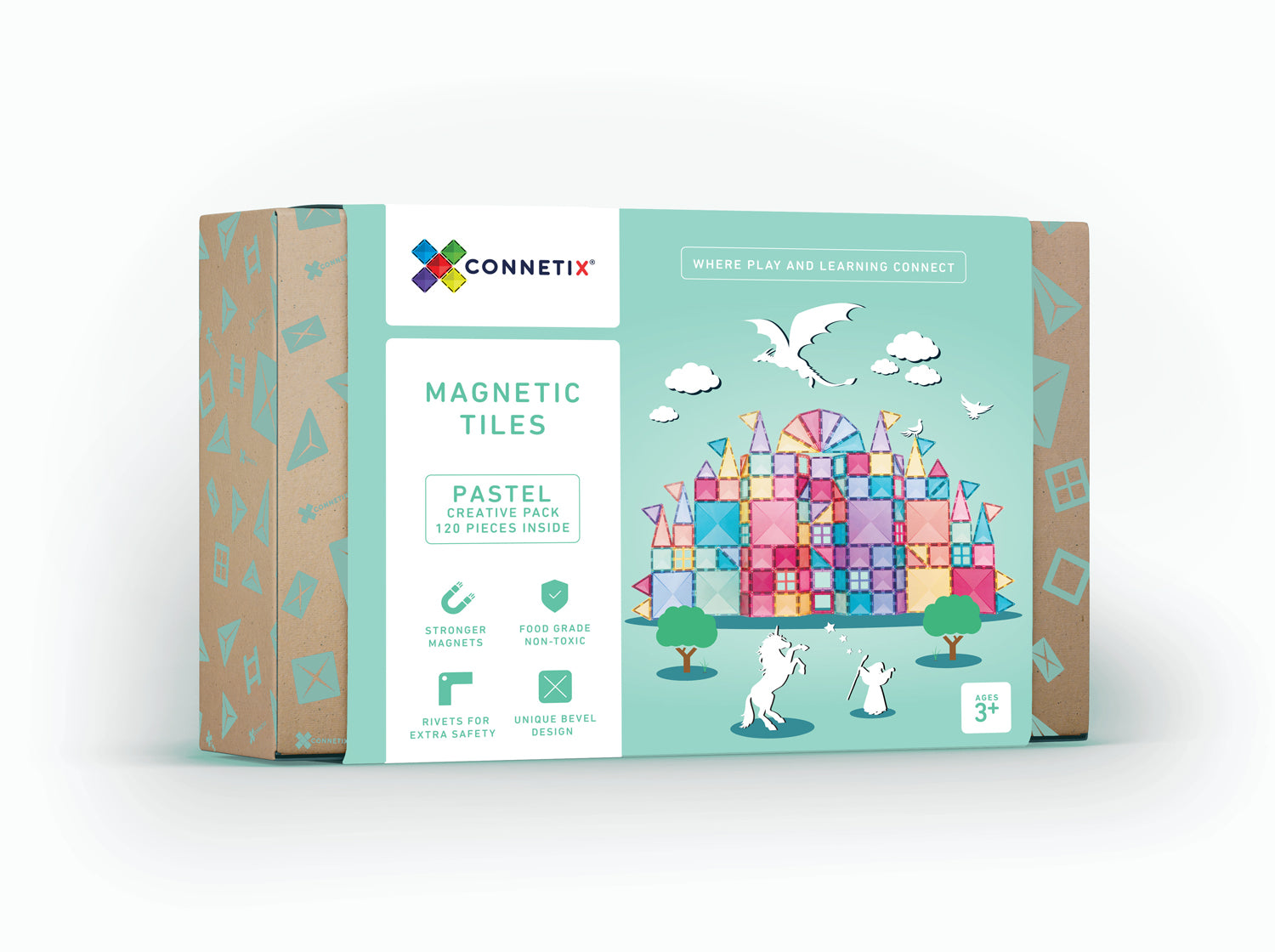 Connetix - 120 Piece Pastel Creative Pack Magnetic Tiles