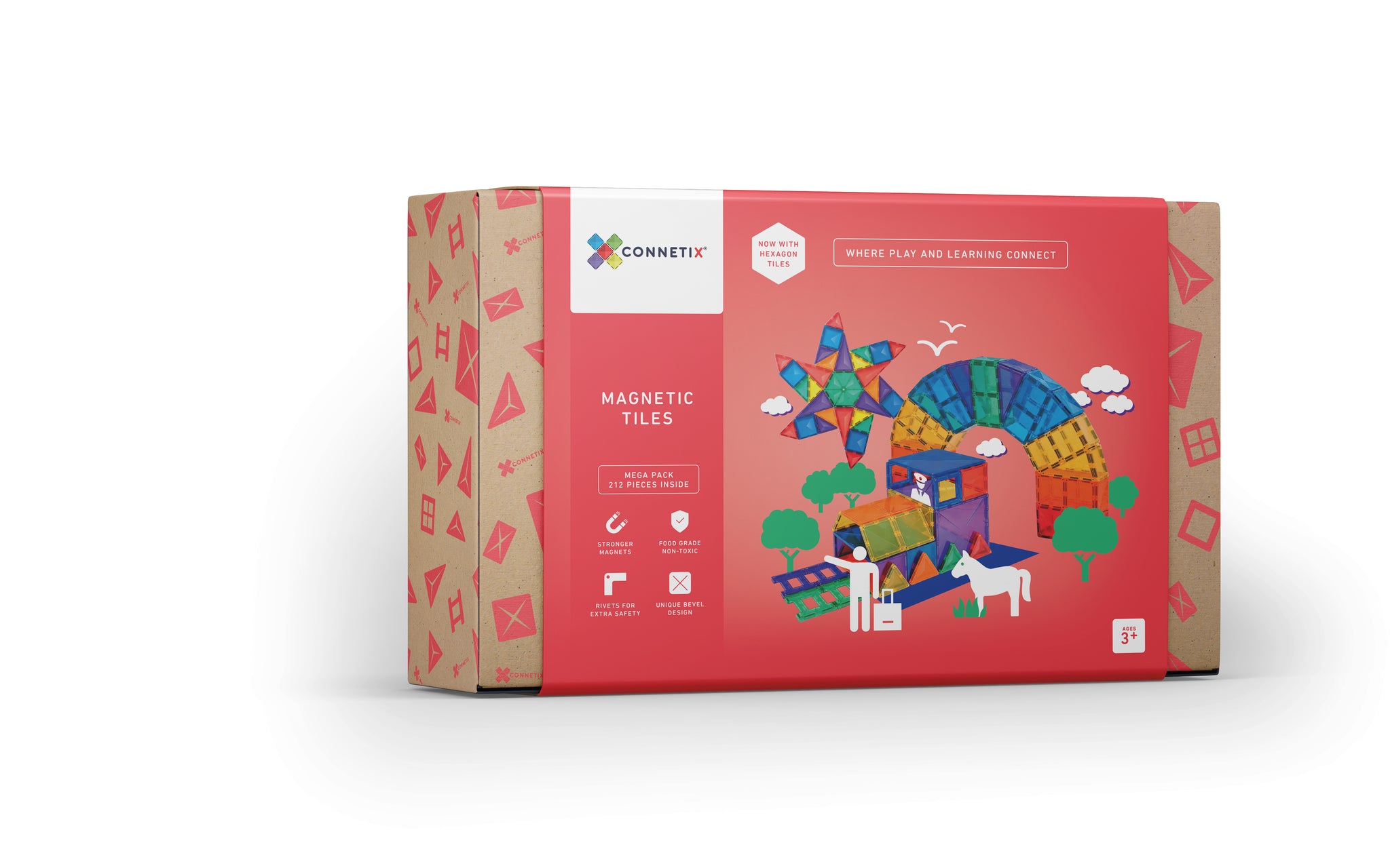 Connetix - 212 Piece Rainbow Mega Pack Magnetic Tiles