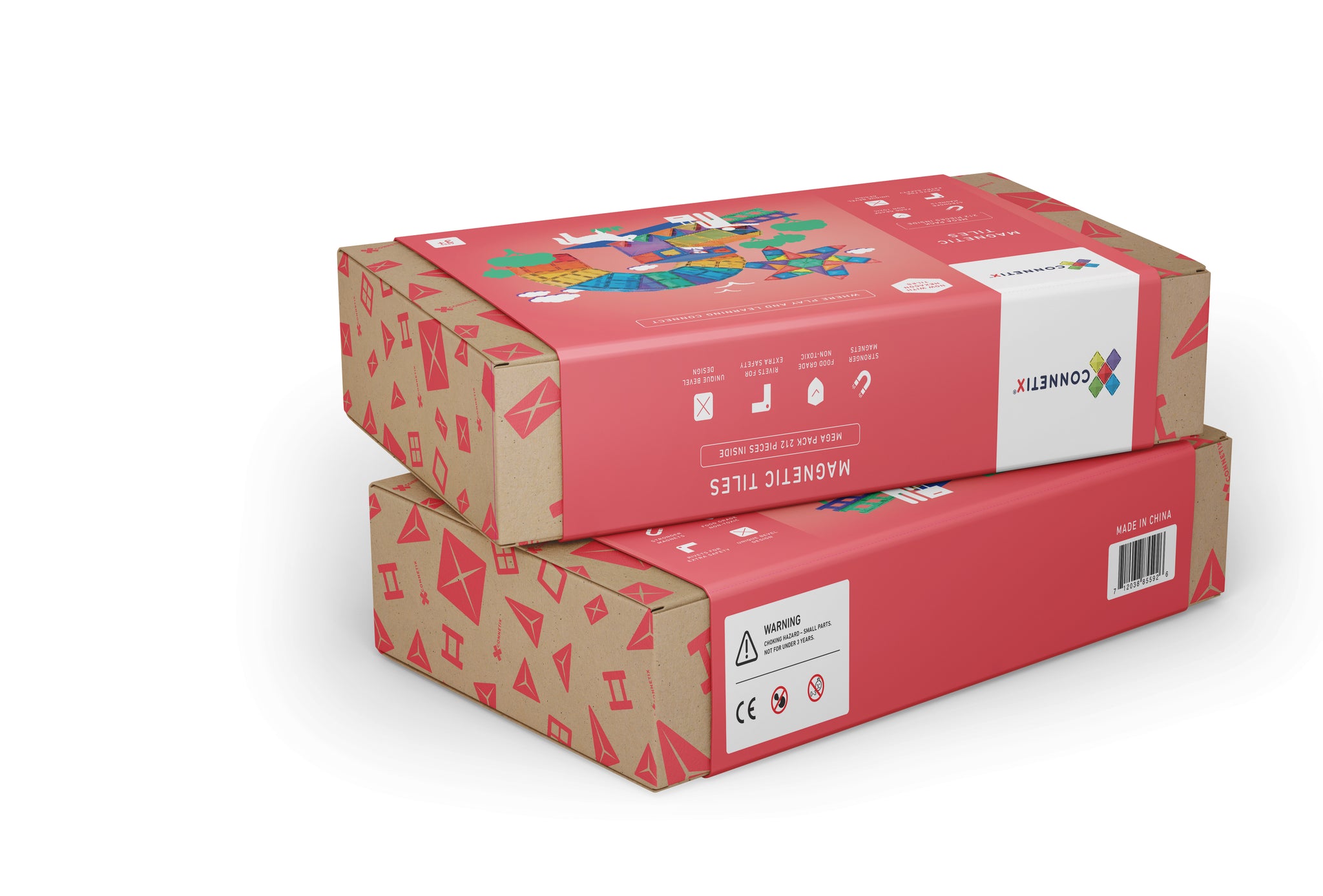 Connetix - 212 Piece Rainbow Mega Pack Magnetic Tiles