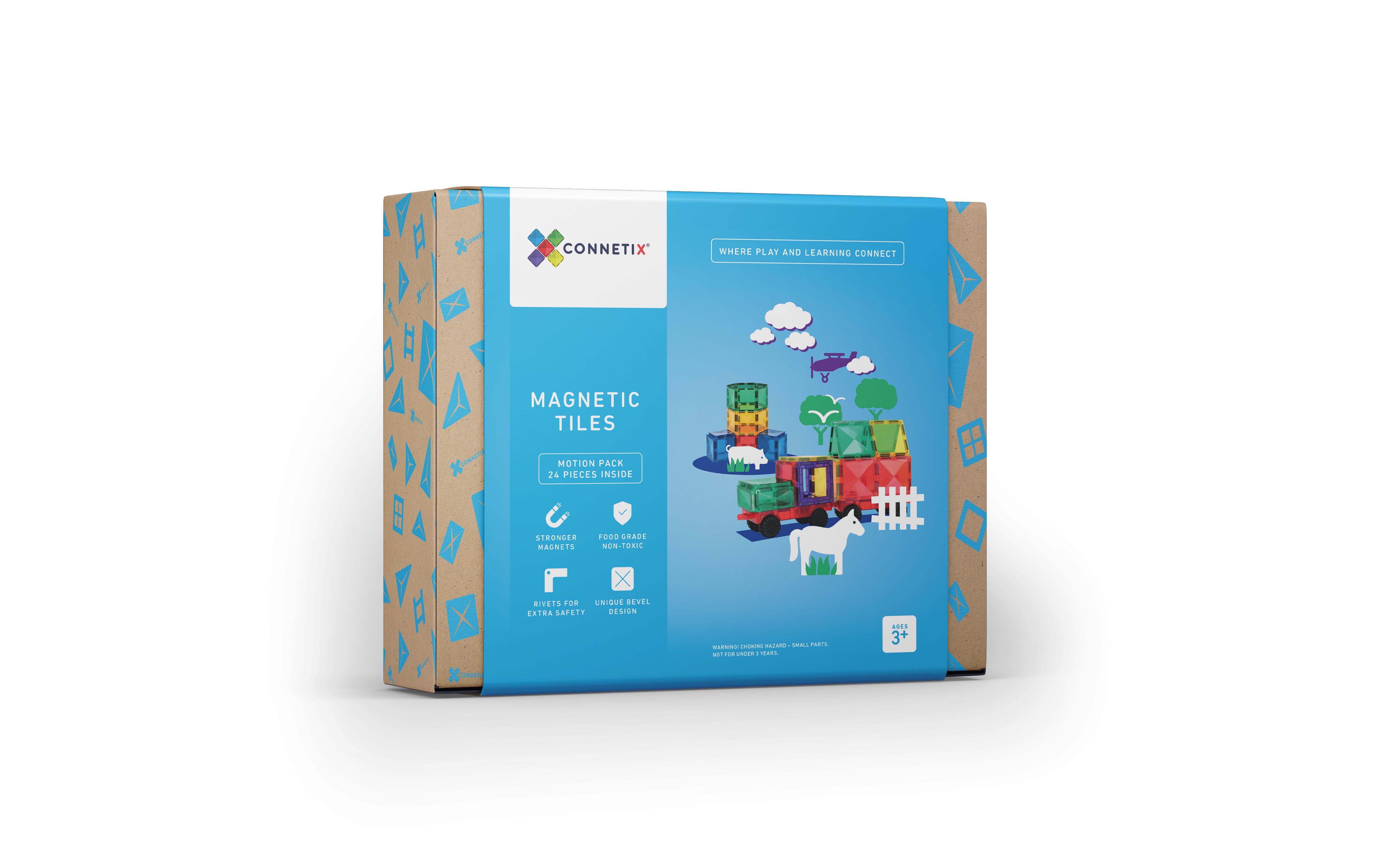 Connetix - Rainbow Motion Pack - 24 Piece Magnetic Tiles - Connetix - littleyoyo.ca